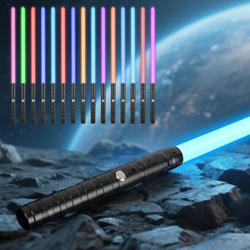 Laserschwert Kinder FX Lichtschwert, SOARFLY 15 Farben Laserschwert mit Metallgriff, Lichtschwert Kinder Simulierter Filmkampf-Soundfonts, Silent Mode, Party, Geschenk, Cosplay
