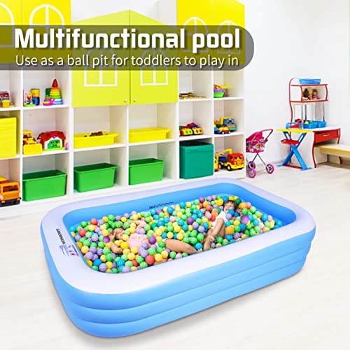Inflatable Swimming Pool Family Full-Sized Large Rectangular Pool 120 X 72 X 22In For Kids Adults, Kids Paddling Pool Blow Up Pool For For Ages 6+, Above Ground Pools For Garden Backyard #TOP4