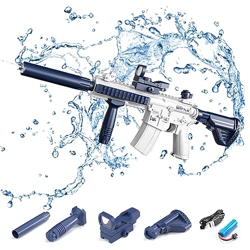 Electric Water Gun Powerful Long Distance Up to 10 M Range,Automatic Water Gun That Can Hold Water Bottles,Full Auto Water Pistol for Adults Kids Boys Girls Summer Outdoor Beach Pool Party