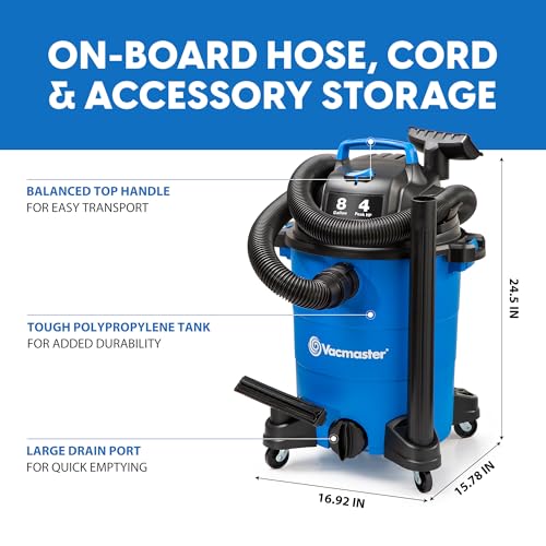 Vacmaster Blue Edition 8-Gallon* 4 Peak HP Wet/Dry Vacuum– VOC809PF