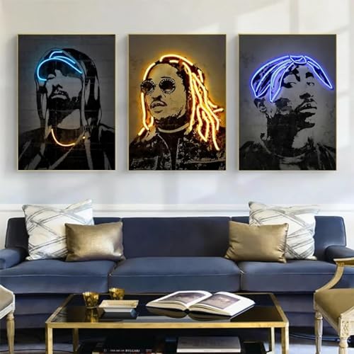 RDRDtbtr Affiches et sur Toile tableau abstraites de rap hip-hop légendes du rap chanteurs peinture murale classique images pour salon Decoration d'intérieur...