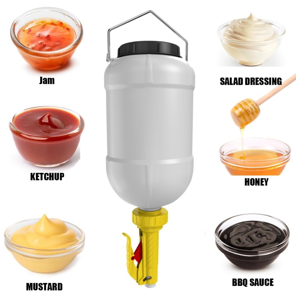 Grande capacità 5,5 L per Senape, Insalata, Ketchup, Dispenser di Salsa Maionese Giallo