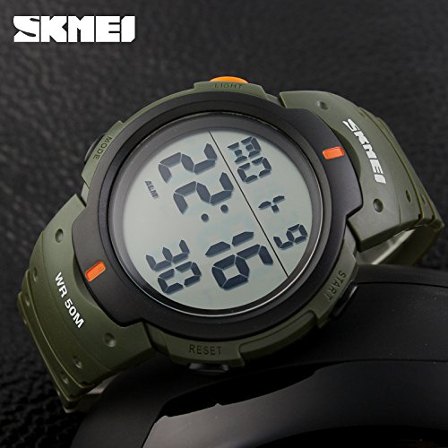 SKMEI Digital Watch PU Band Waterproof LED Multifunctional Student Outdoor Sport Electronic Wristwatch (Green)4