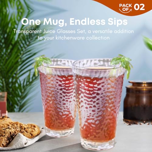 Image of Yera Classic Tumbler Set of 2, 320 ml Each | Transparent | Hot & Cold Drinks, Juice, Cocktail, Milkshake, Smoothie | Ideal for Home, Party, Restaurant, Gifting | Special Occasions