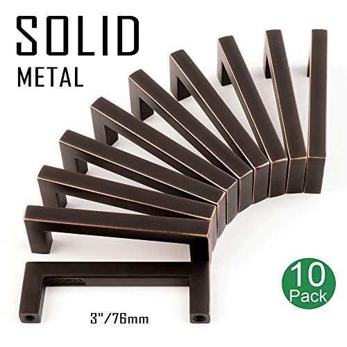 Koofizo Solid Square Bar Cabinet Handle - Oil Rubbed Bronze Furniture Pull, 3