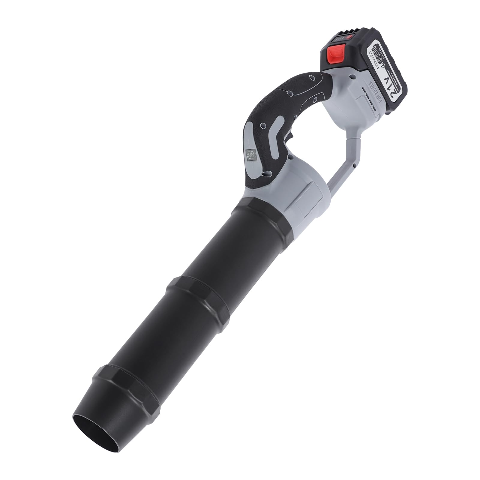 Soffiatore a batteria da 21 V con motore a spazzole, spina UE, velocità del vento 50 m/s, soffiatore in plastica in nero e grigio, assemblabile, per foglie, polvere, acqua e neve sottile, ideale per