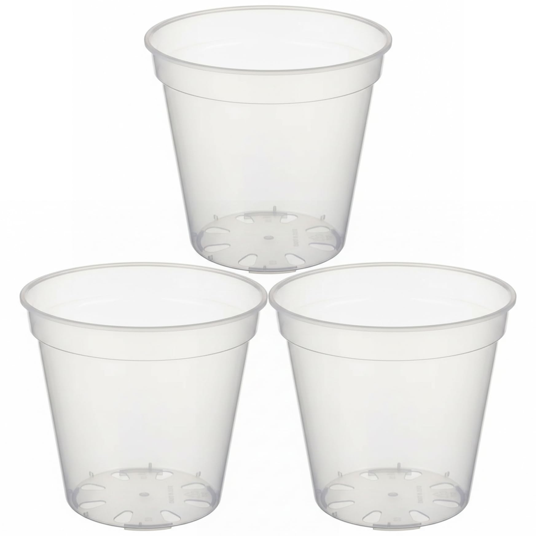 Otbushit Clear Nursery Pots with Drainage 10 Inch Sturdy Transparent Plastic Plant Pots for Orchids Succulents & More 3 Pack