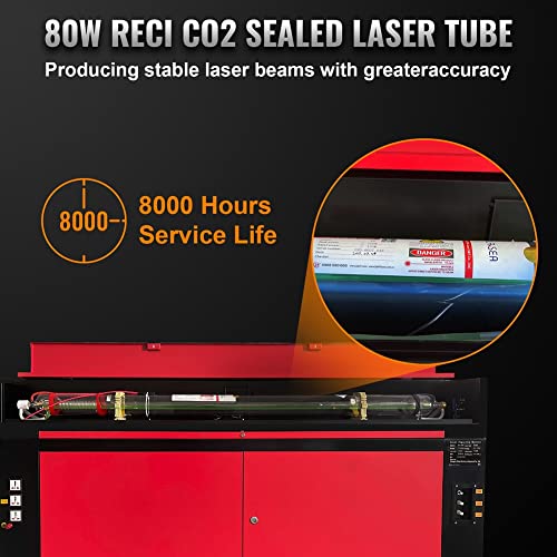 Co2 Laser 80W lasergraveermachine, plottermachine, snapmaker, graveergereedschap, 700 x 500 mm, 220 V, Europlug Ruida Control met USB-poort voor papier, kunststof, leer, hars, bamboe, hout (80 W met - Afbeelding 6