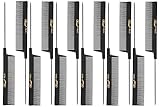 Krest 4630 8' Weave Foiling Coarse Rattail Hair Comb (12 Pack) 12 x SB-K4630-BLK