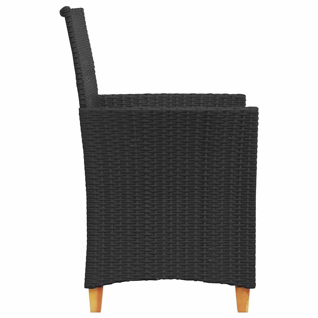 vidaXL Lot de 2 Chaises de Jardin avec Coussins, Sièges avec Accoudoirs, Fauteuils de Terrasse Patio, Moderne, Noir Résine Tressée et Bois