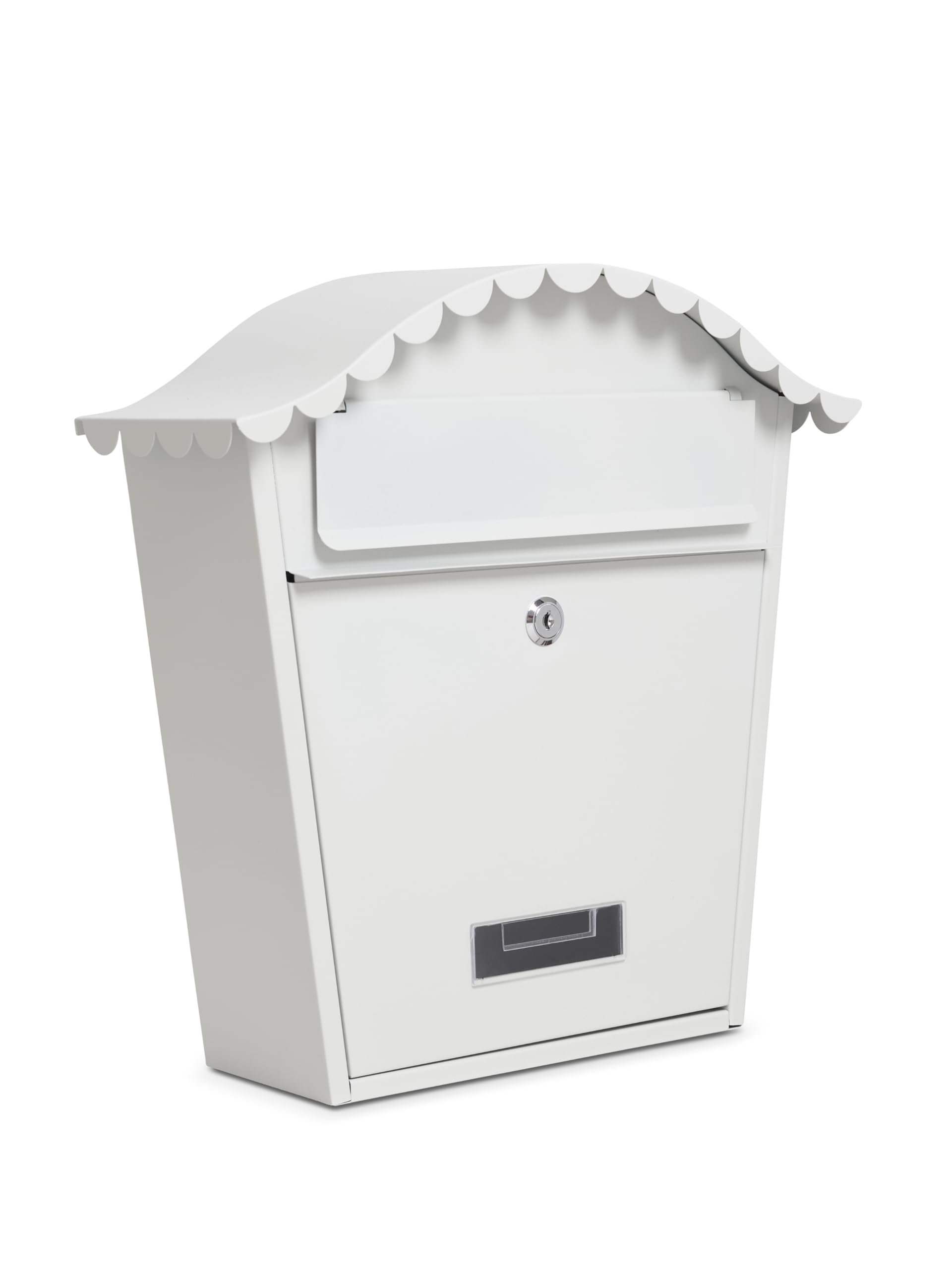 Assorted Collections Wall Mounted Post Box, Lockable Mailbox with 2 Keys, Weatherproof Galvanized Steel Letterbox, Easy to Install, 36x13x37cm (White)