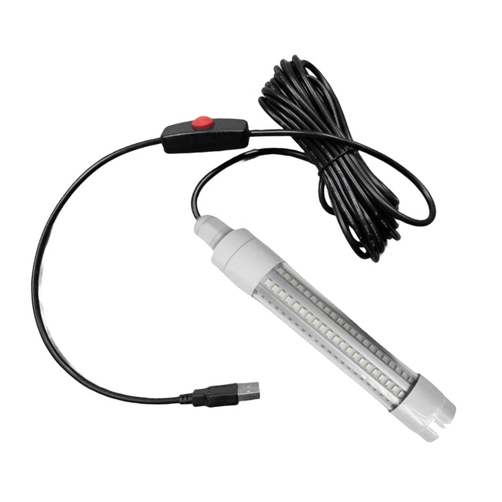 OPPWONG Squid Fishing Light LED, USB Powered Waterproofing Lamp for Night Fishing with 5m Durable Cable (USB 126 White Light)