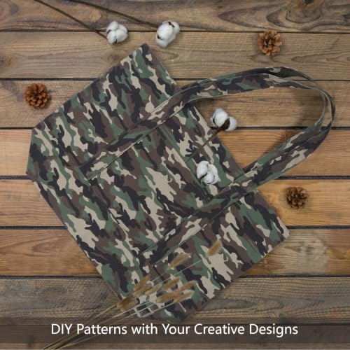 Image of TOPDesign 1-Pack Canvas Tote Bag with an External Pocket, Reusable Grocery Shopping Bag, Top Zipper Closure, Daily Essentials (Camo)