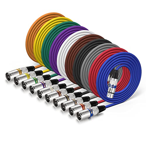 EBXYA XLR Cable 6 Ft Short 10 Color Packs - Mic Cable with XLR Male to Female Patch Cable,