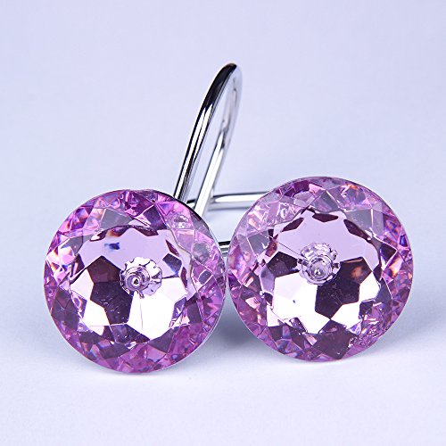 Adwaita Decorative Shower Curtain Hooks, Acrylic Crystal Rhinestones, Set Of 12 (Purple) #TOP2