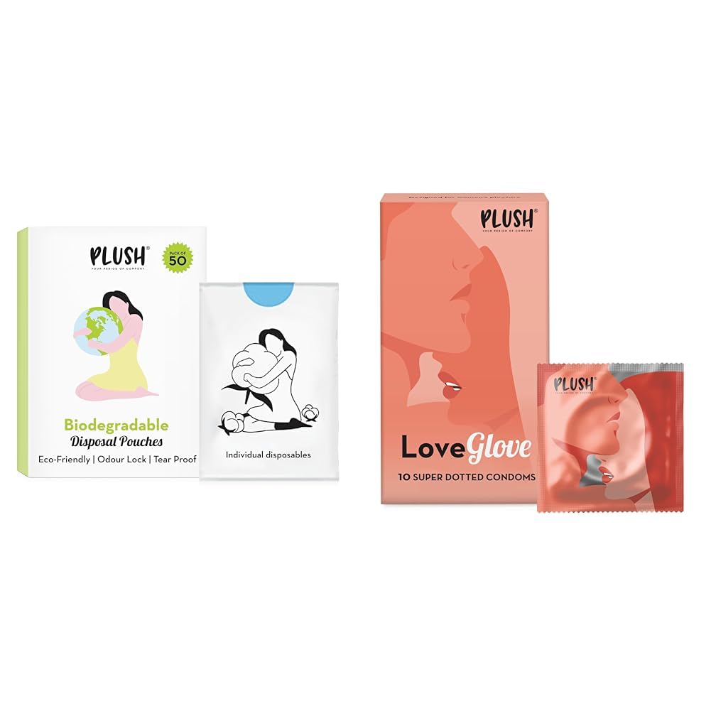 Plush Sanitary Diposal Pouches (Pack of 50) & Dotted Condom Bundle | Eco-friendly Hygienic pouches for Women & Unflavoured Condom for Men-image-16