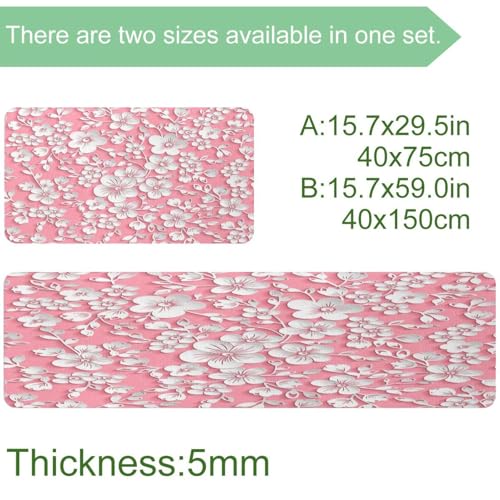 Tapetes de cocina lavables absorbentes antideslizantes flor de cerezo 4