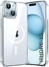 Clear Magnetic Case for iPhone 15 (6.1 Inch) | Transparent Shockproof Back Cover with MagSafe Support | Slim Fit Scratch Resistant Protective Cover