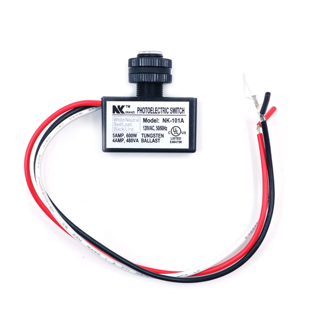 Cenpek Black Ac 120V Photoelectric Switch Dusk To Dawn Button Flush Mount Photo Control Eye Switch Light Photocell Sensor-Nk-101A
