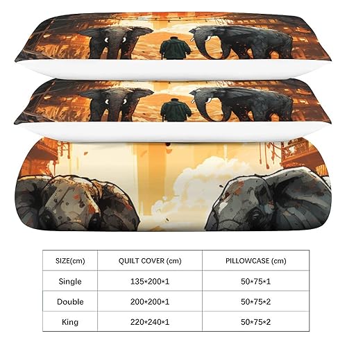 Parure de lit 3D éléphant microfibre douce et résistante avec fermeture - 6