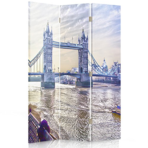 Paravent Toile London Impression 3 pans Multicolore 110x180 cm