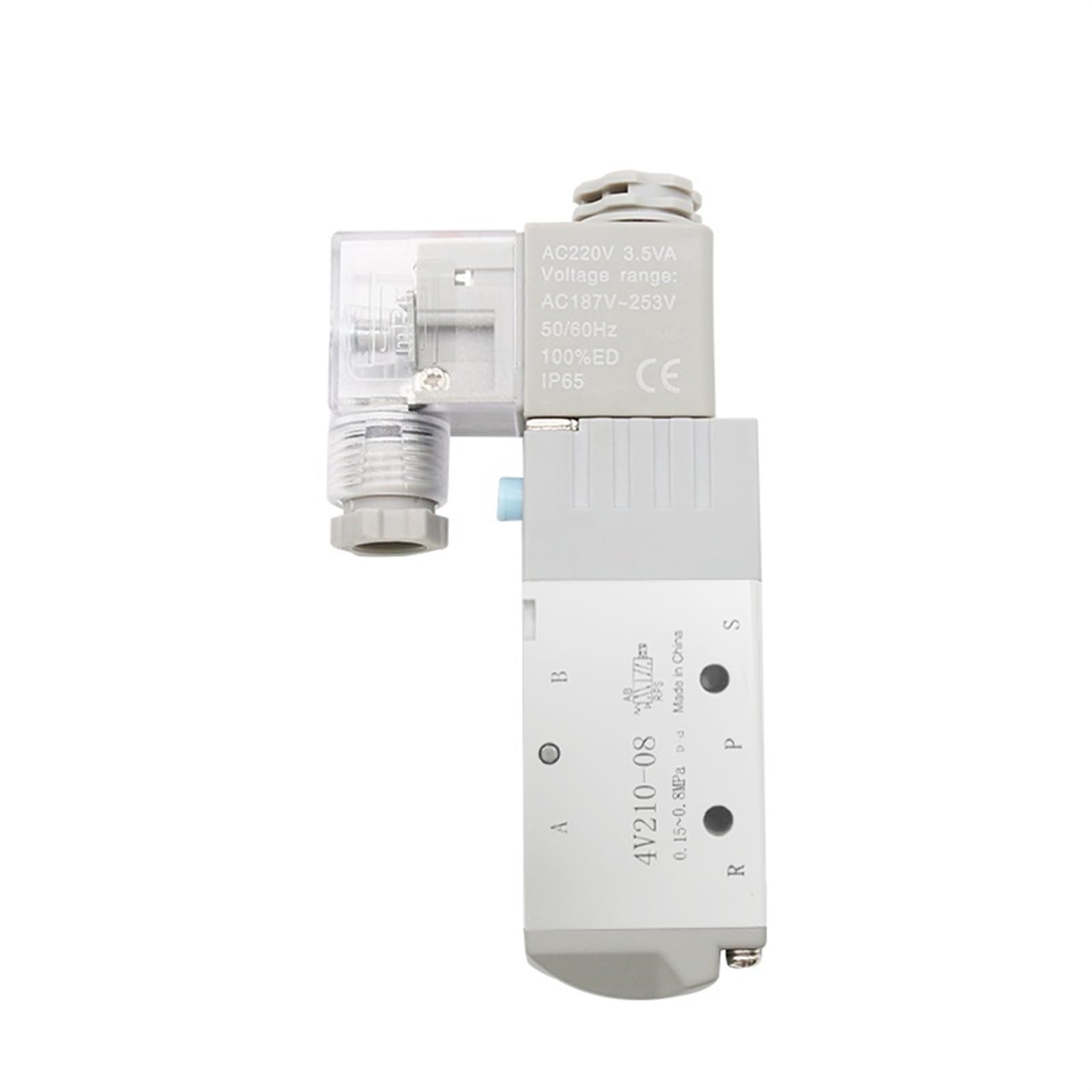Válvula solenoide eléctrica neumática 4V210-08, válvula magnética de aire y gas de 5 vías y 2 posiciones, 12 V, 24 V, 220 V, accesorios de manguera de 4 mm a 12 mm, 1 unidad(PC 12mm Fittings,DC24)