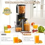 Cold Press Juicer, Juicer Machines with 5.4" Wide Feed Chute for Juice Extractor, Professional Slow Masticating Juicer for Whole Vegetables & Fruits with High Juice Yield, Easy to Clean (Black) - Image 3