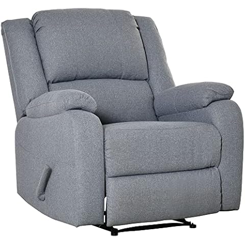 HOMCOM Relaxsessel mit Liegefunktion Fernsehsessel TV-Sessel Sessel Leinenartiges Polyester Grau 90 x 96 x 98 cm Cover
