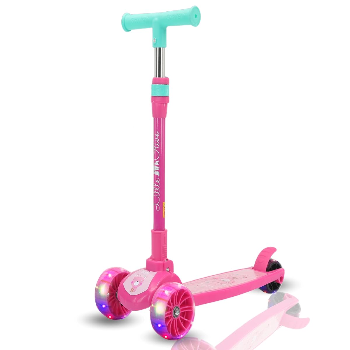 Little Olive Munchkin Scooter for Kids of 3 to 14 Years Age 3 Adjustable Height, Foldable, LED PU Kick Scooter with Brakes for Kids (Pink) (B0C378KZGL) Amazon Price History, Amazon Price Tracker