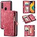 Produktbild JDDRCASE Multifunktionale Reißverschluss Geldbörse Split Typ abnehmbare Design Flip hochwertige PU-Leder Geldbörse mit Kartensteckplätze Fall für Samsung Galaxy A40 (Farbe : Rot)