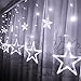 slashome Star Curtain Lights, 8 Modes, 29V, with 12 Stars 138pcs LED Waterproof Linkable Curtain String Lights, White String Light for Christmas/Halloween/Wedding/Party Backdrop, UL Listed