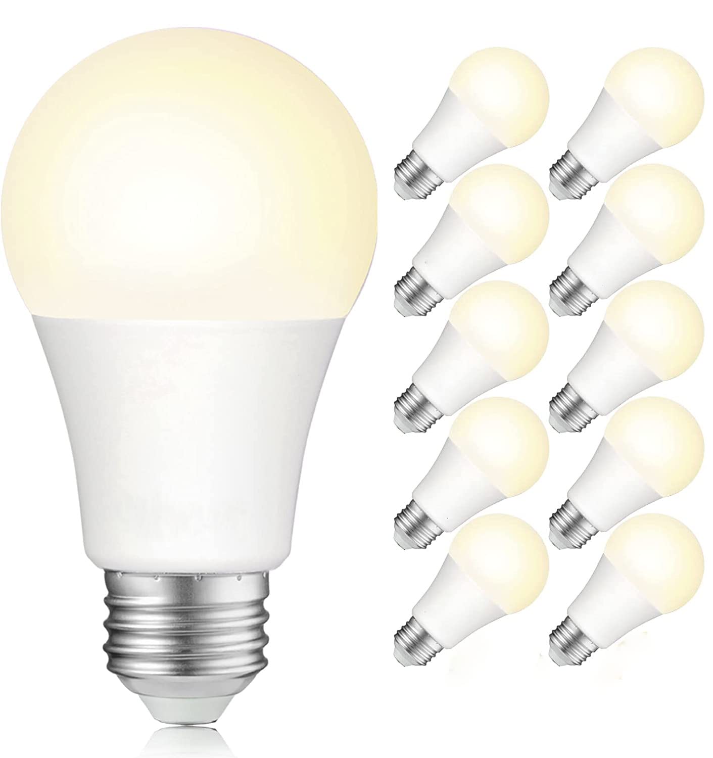 10 Pack High Efficiency Lamp Max Bright 9W LED Light Bulb, 3000K Warm White Light (Yellow), Non-dimmable, E27 Base, 220-240V,1 Year Warranty.