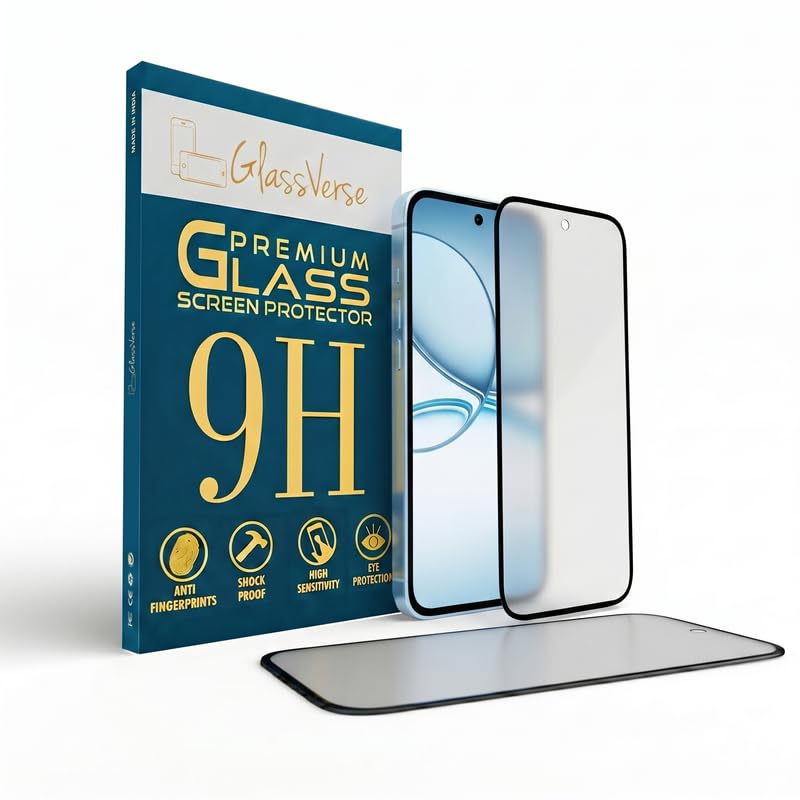 Image of GlassVerse Matte Tempered Glass for Realme Narzo 90X 5G | Anti Glare, Smooth Touch Screen Protector, 9H Hardness, Edge to Edge, Case Friendly, Hassle-less Installation Kit Included. (Pack of 2)