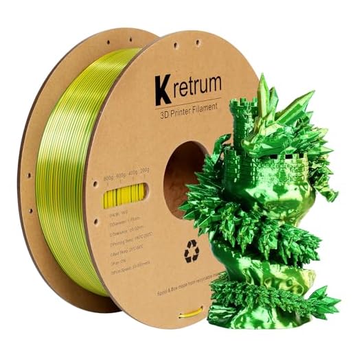 Kretrum Silk Dual Color PLA 1.75mm 3D Printer Filament 1 kg PLA Color Change 3D Printing Filament Fits Bambu Creality FlashForge Anycubic ELEGOO etc. Most FDM 3D Printers Green & Yellow