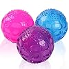 3 squeaky dog toy balls for lagre medium breed indestructible dog balls for playing fetching retrieving durable aggressive chewers 3 pcs pinkpurpleblue  urban country home decor