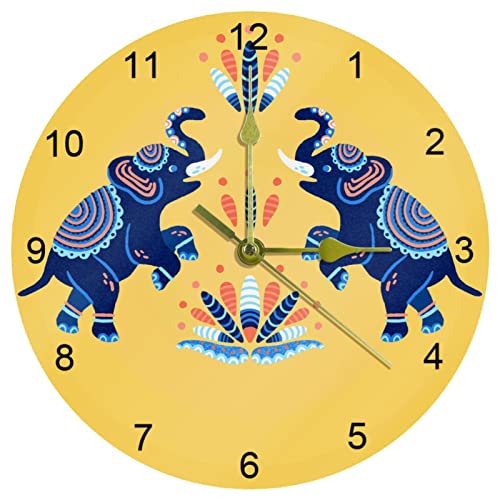 Horloge murale silencieuse éléphant jaune 25cm