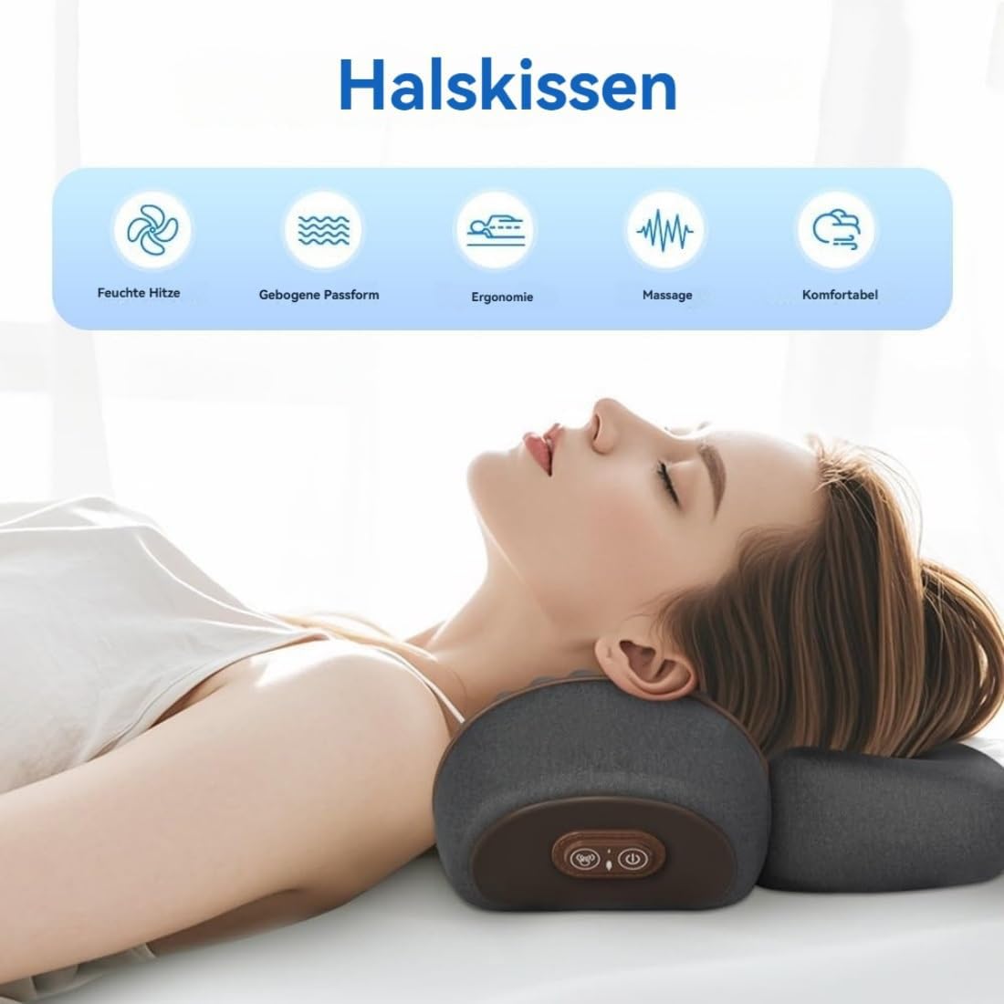 2026 Neu 3-In-1 Massagegerät Nacken, Elektrisches Schultermassagegerät mit 42°C Tiefenwärme & Vibrationsmassage, HWS-Streckung Therapie Massagekissen für Schulter und Rücken (Dunkelgrau)