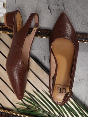 Image of Carlton London Women's Textured Pointed Toe Block Heel Pumps