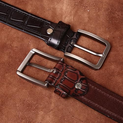 Men's Genuine Leather Casual Belt, Crocodile Embossed Vintage Belt, Thickened Work Belts for Jeans4