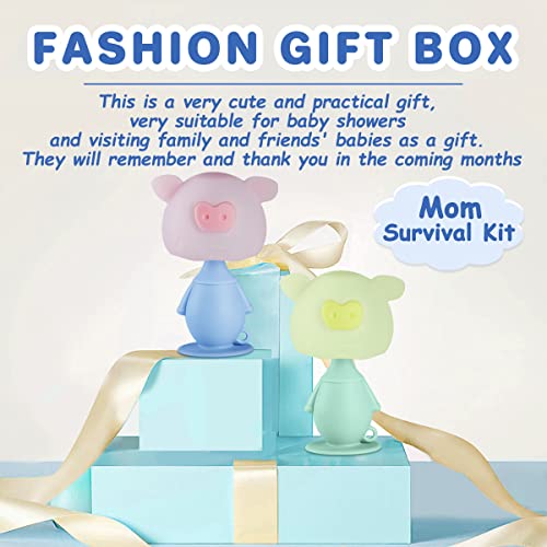 Beboan Silicone Baby Rattles And Newborn Teethers Toys For 0-3 Months 0-6 Months 6-12 Months Infant Boys And Girls, Bpa Free Teething Relief Chewing/Tummy Time Toy, Cute Piggy Shape, Pink And Blue #TOP6