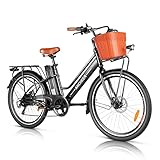 ANCHEER Electric bike for Adults with 350W Motor, 26" Step through e bike with 450Wh Akku up to 45 M