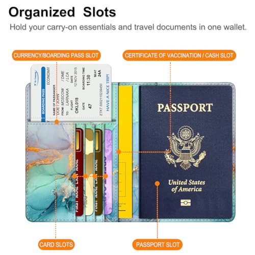 Image of FINTIE Passport Holder, Slim Travel Wallet RFID Blocking Card Case Cover Passport Cover Protector Essentials with Credit Card Slots for Women /Men | Slim