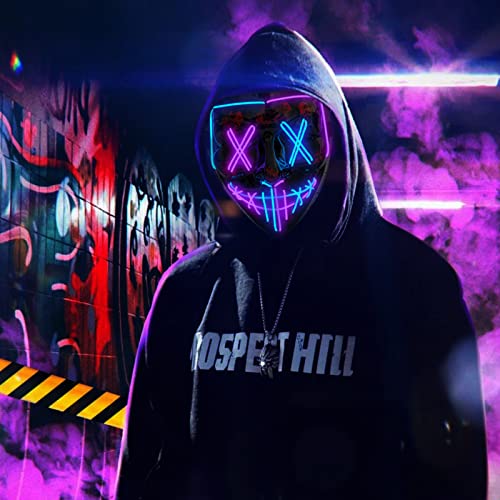 image for Poptrend Halloween Mask LED Light up Mask Scary mask for Festival Cosp