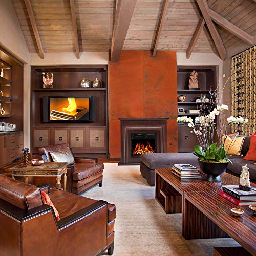 Antarctic Star 36'' Electric Fireplace With Mantel Package Freestanding Fireplace Heater Corner Firebox With Log & Remote Control, Adjustable Flame 750-1500W, Walnut Brown #TOP6