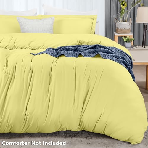 Utopia Bedding Duvet Cover King Size - 3 Piece with Zipper Closure - 1 Comforter Cover 104X90 Inches & 2 Pillow Shams 20X36 Inches (Yellow) Comforter Not Included