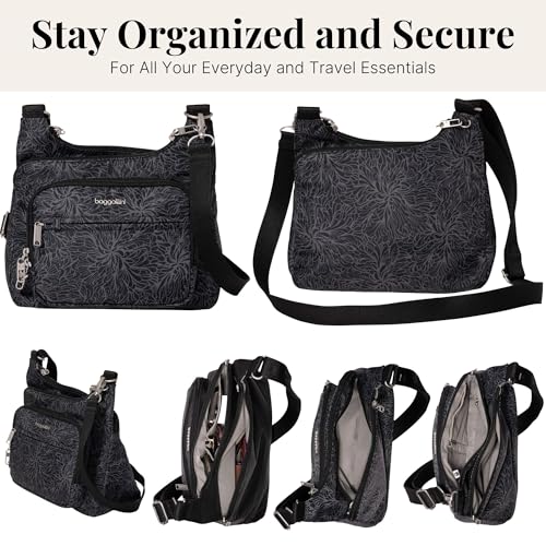 Image of Baggallini Securtex Anti-theft Crossover Crossbody Bag 11 inchw X 8.5 inchh, Rfid, Built-in Wallet, Locking Zippers