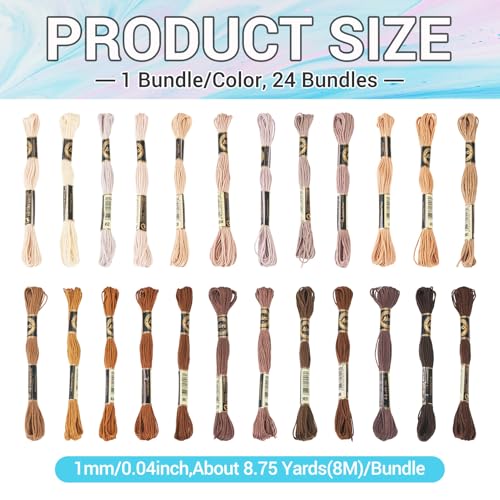 Image of FASHEWELRY 210 Yards Crewel Cross Stitch Floss Mixed Color 1mm Polyester Embroidery Floss Thread Embroidery Thread Bulk for Jewelry Making Bracelet Knitting Stitch Supply