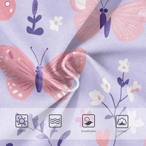 Wusikd Butterflies Girls' Underwear Cotton Flowers Purple Girls Briefs Soft Toddler Underwear 2T3
