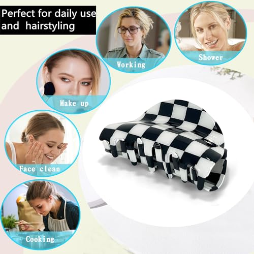 Pinzas de cabello a cuadros 3 piezas negro y blanco miniatura 7