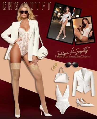 RSLOVE Lace Top Thigh High - Sexy Stockings for Women Antiskid Silicone Stay Up Pantyhose for Honeymoon, Party, Festivals4